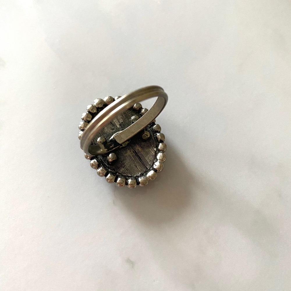 Large Turquoise Stone Adjustable Ring - image 4